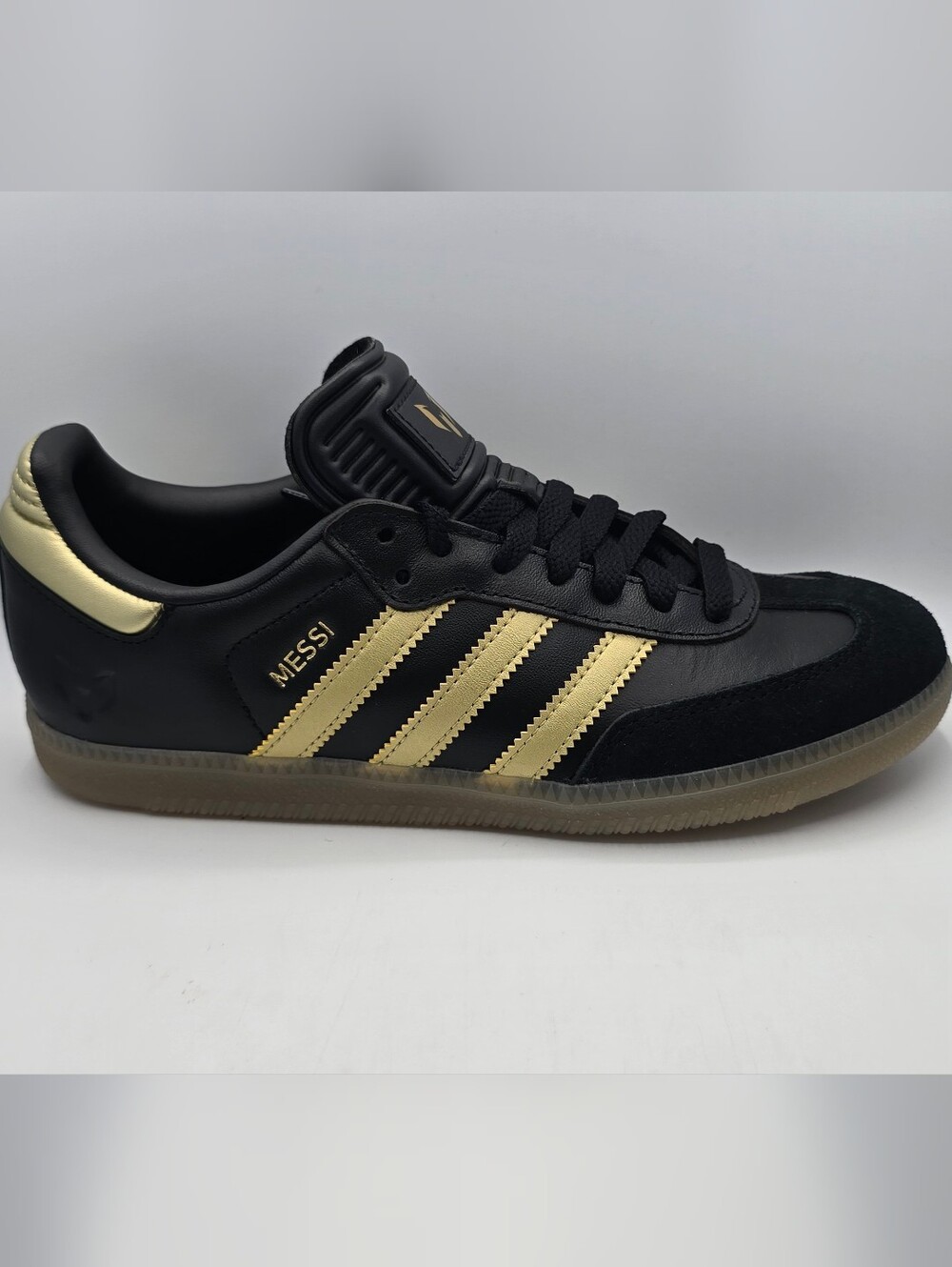 Adidas Messi  J Black & Gold Leather Sneaker